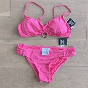 Nwt Bar III Sunset Solids Ring Bralette Two Piece Swimsuit